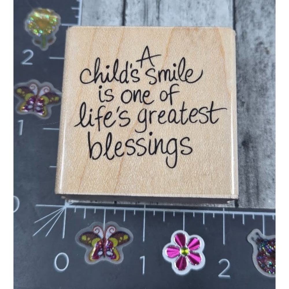 Stampendous A Child's Smile Life's Greatest Blessings Rubber Stamp Wood #U68